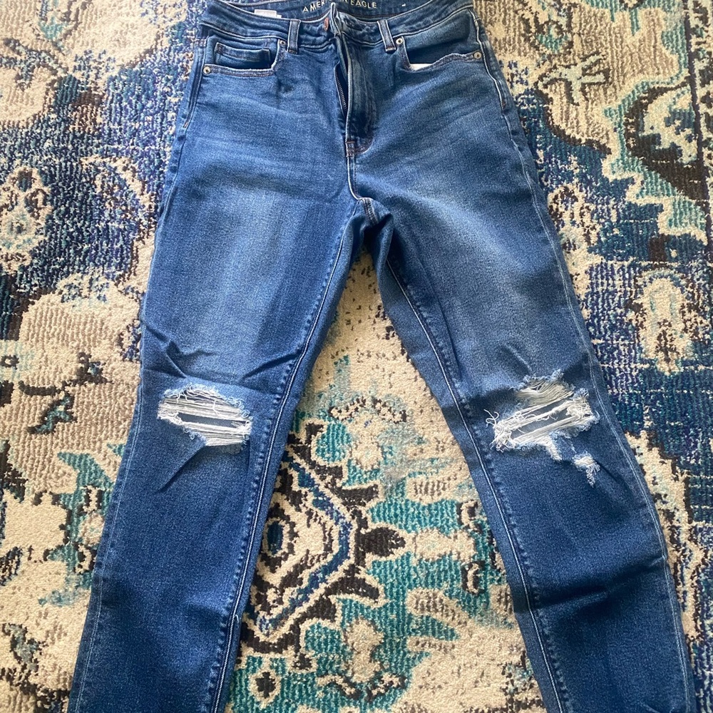 American Eagle Outfitters Blue Skinny Distressed Jeans